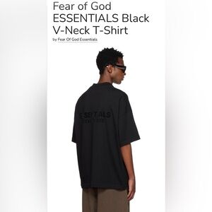NEW ESSENTIALS FEAR OF GOD Black VNECK Men's T Shirt